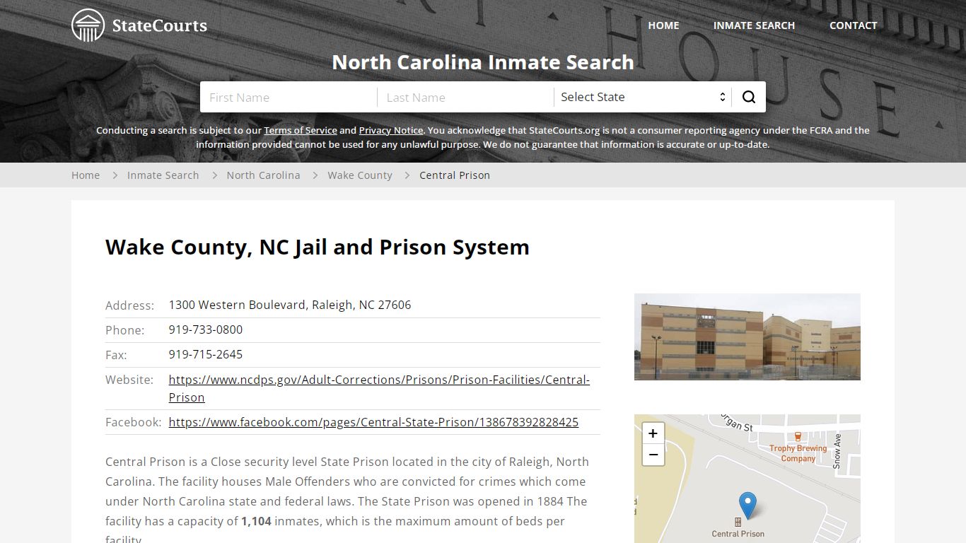 Central Prison Inmate Records Search, North Carolina ...