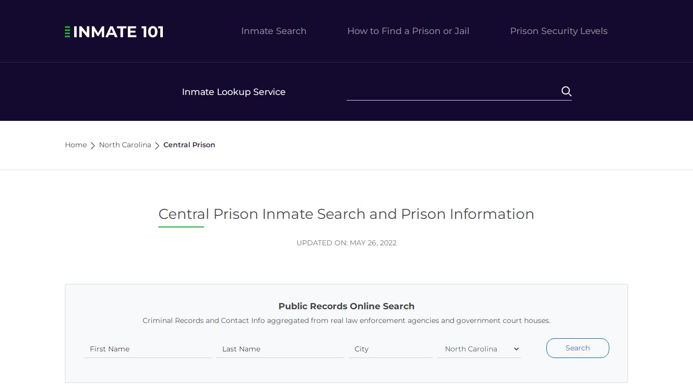 Central Prison Inmate Search, Visitation, Phone no ...