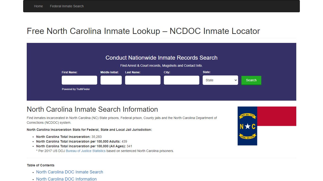 North Carolina Inmate Search - NC Department of ...